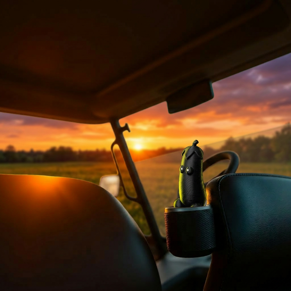 Player re-hiding a peen under the seat of a golf cart